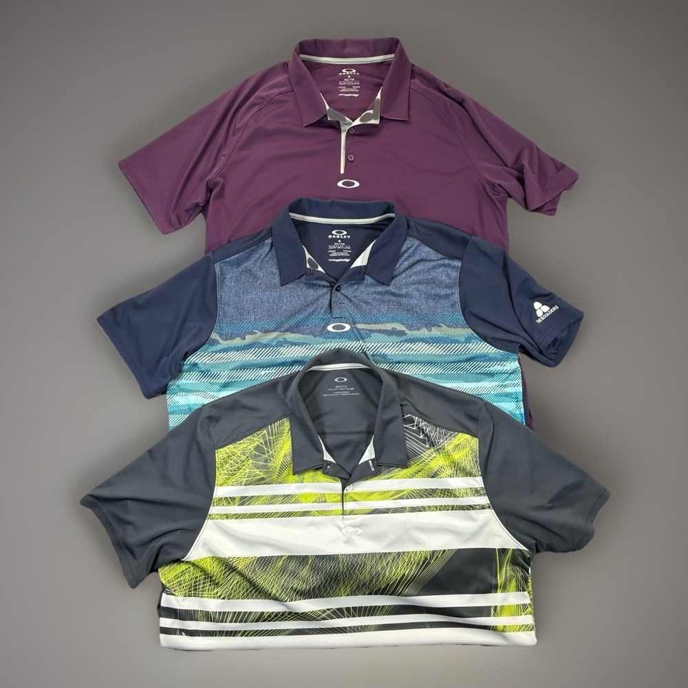 Oakley Regular Fit Golf Polo Shirt Mens 2XL Lot Of 3 Multicolor Hydrolix